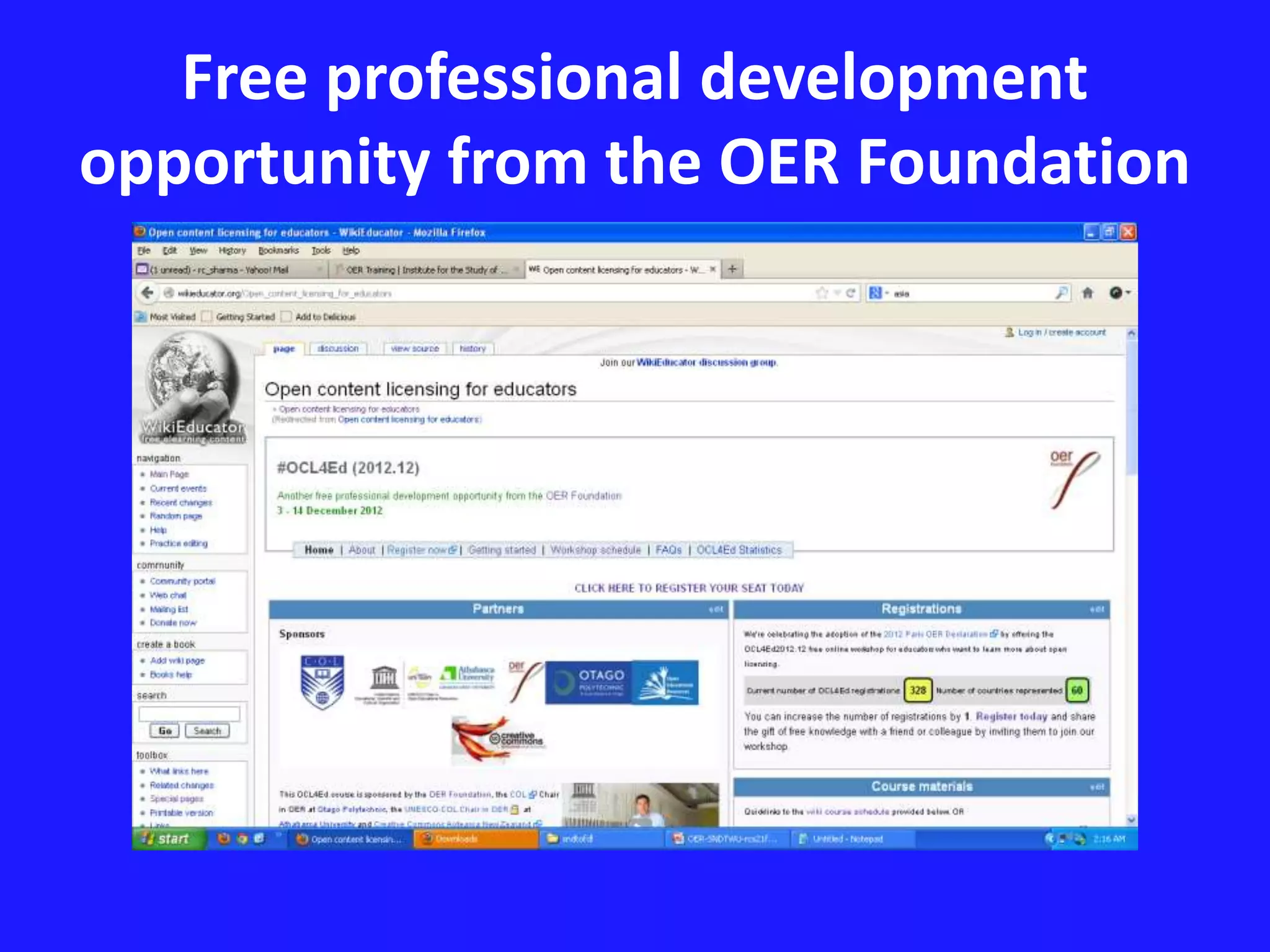 Free professional development
opportunity from the OER Foundation