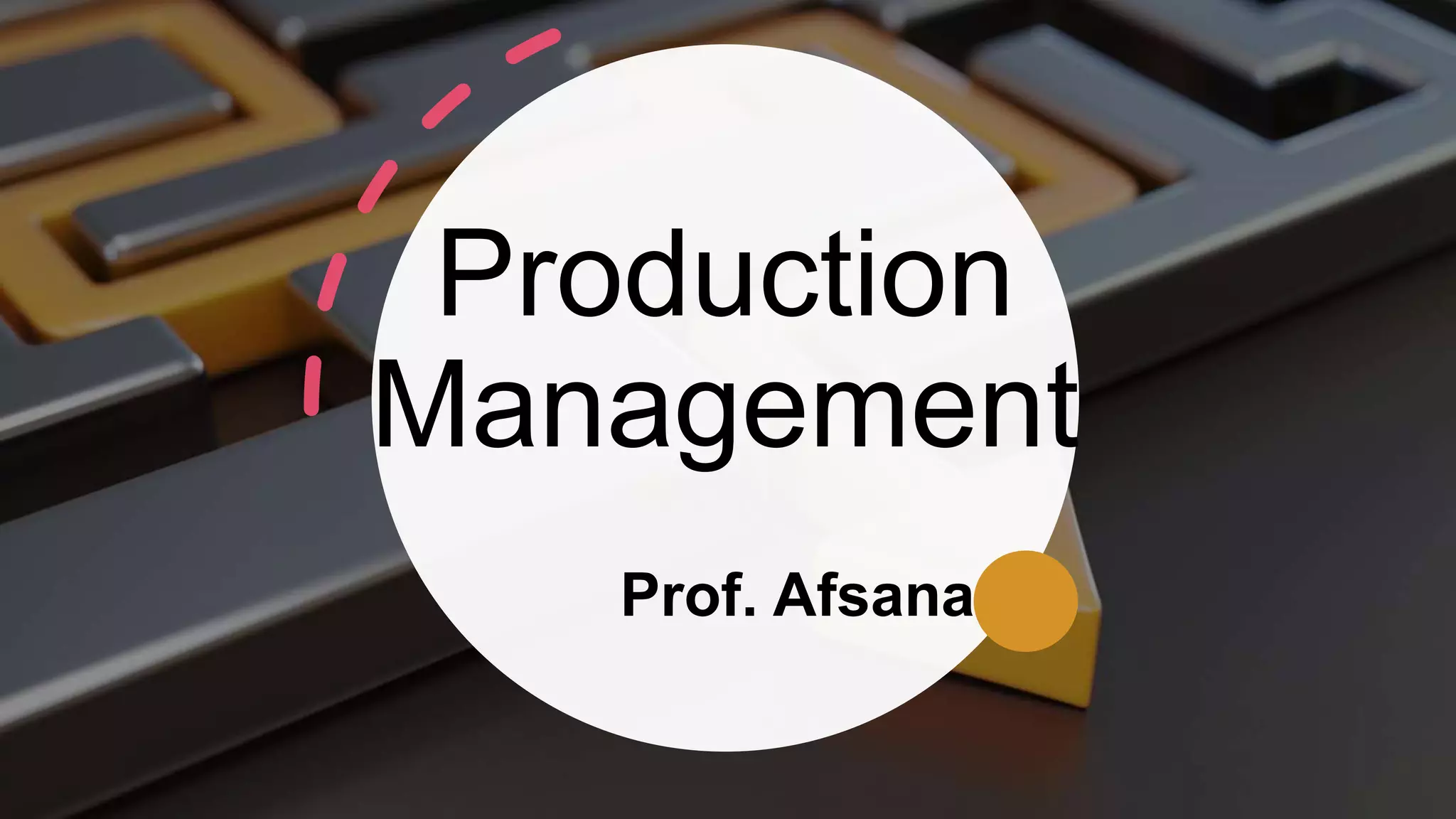 Production
Management
Prof. Afsana