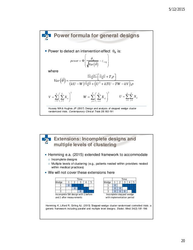The Stepped Wedge Cluster Randomised Trial Workshop Session 3