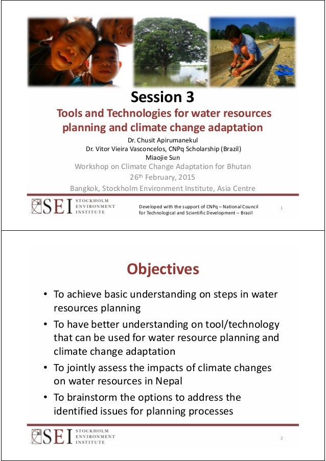 Tools And Technologies For Water Resources Planning And Climate Chang
