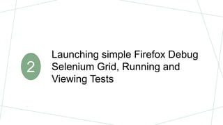 Demo 2 – Creating a Firefox Debug Grid and
running the test on that Grid, viewing from
VNC Server
 
