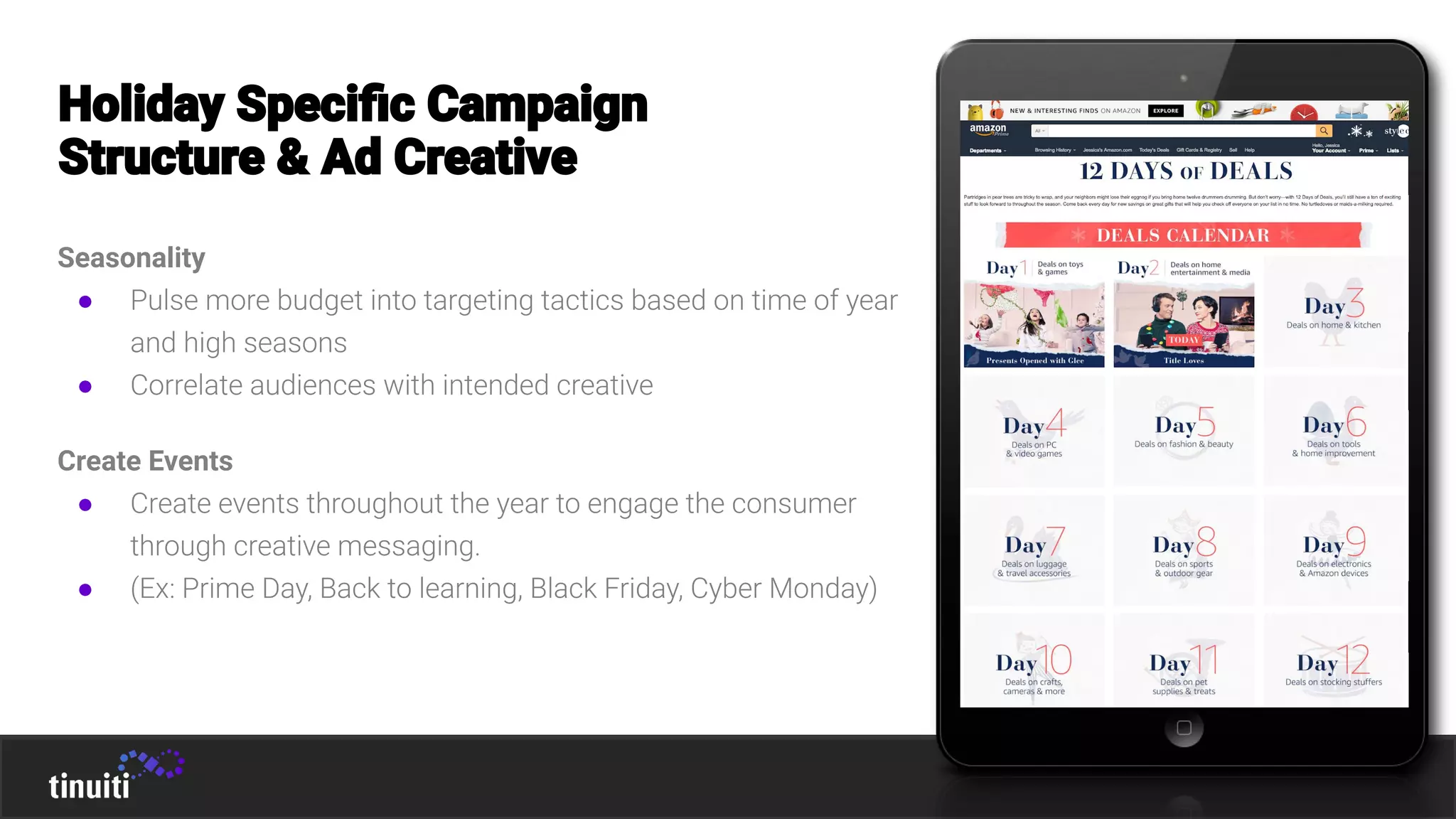 Seasonality
●
●
Create Events
●
●
 