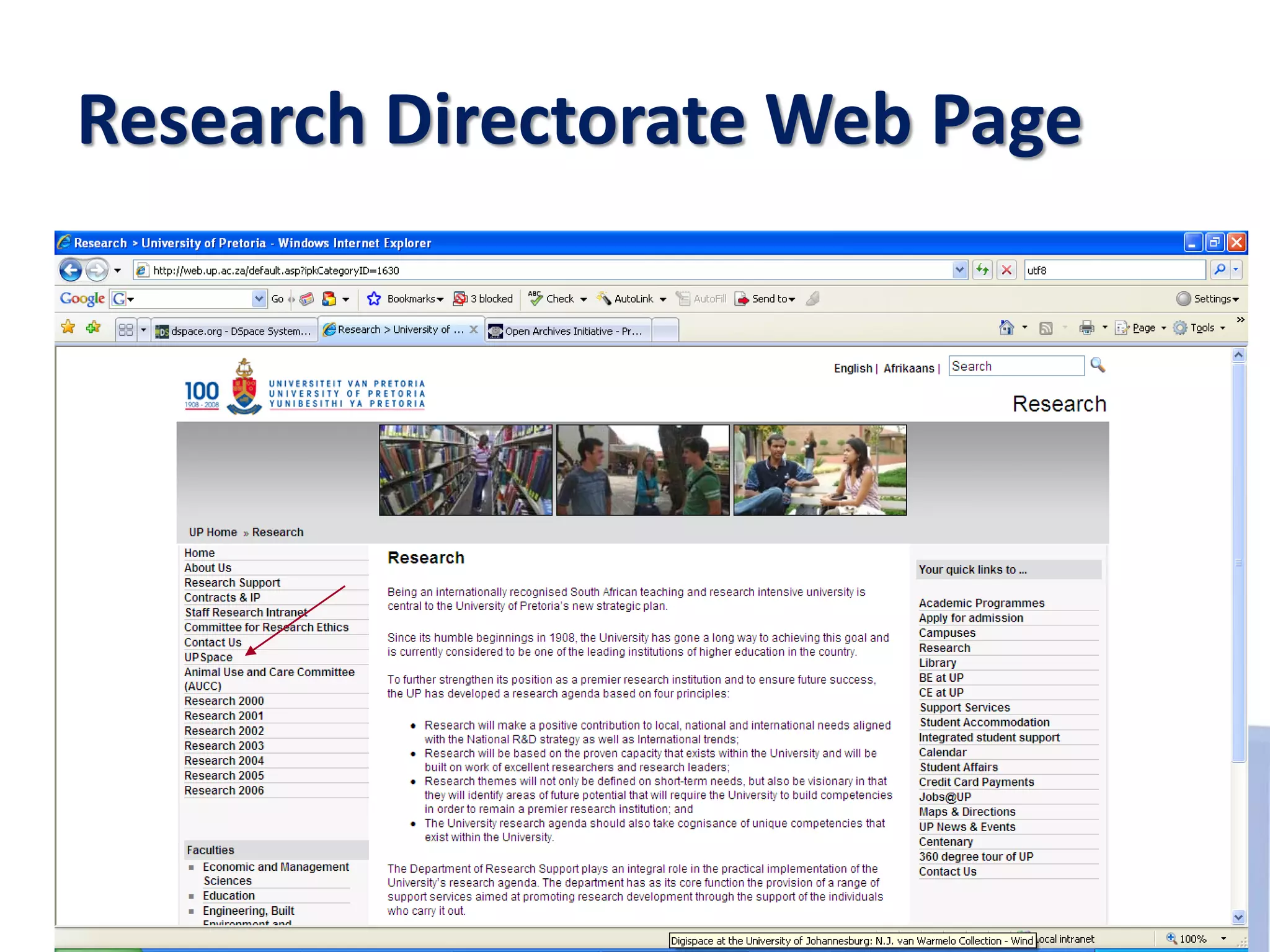 Research Directorate Web Page
 
