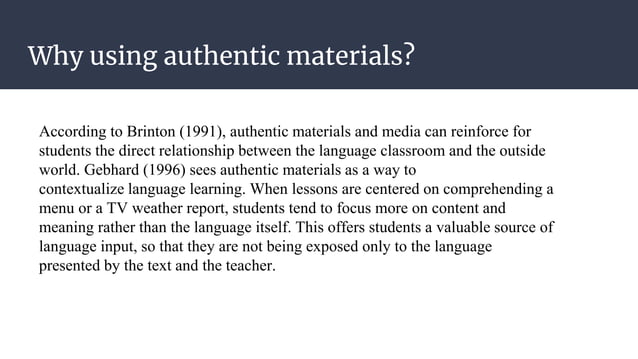 Authentic materials vs created materials | PPTX