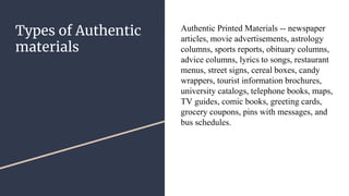 Authentic materials vs created materials | PPT