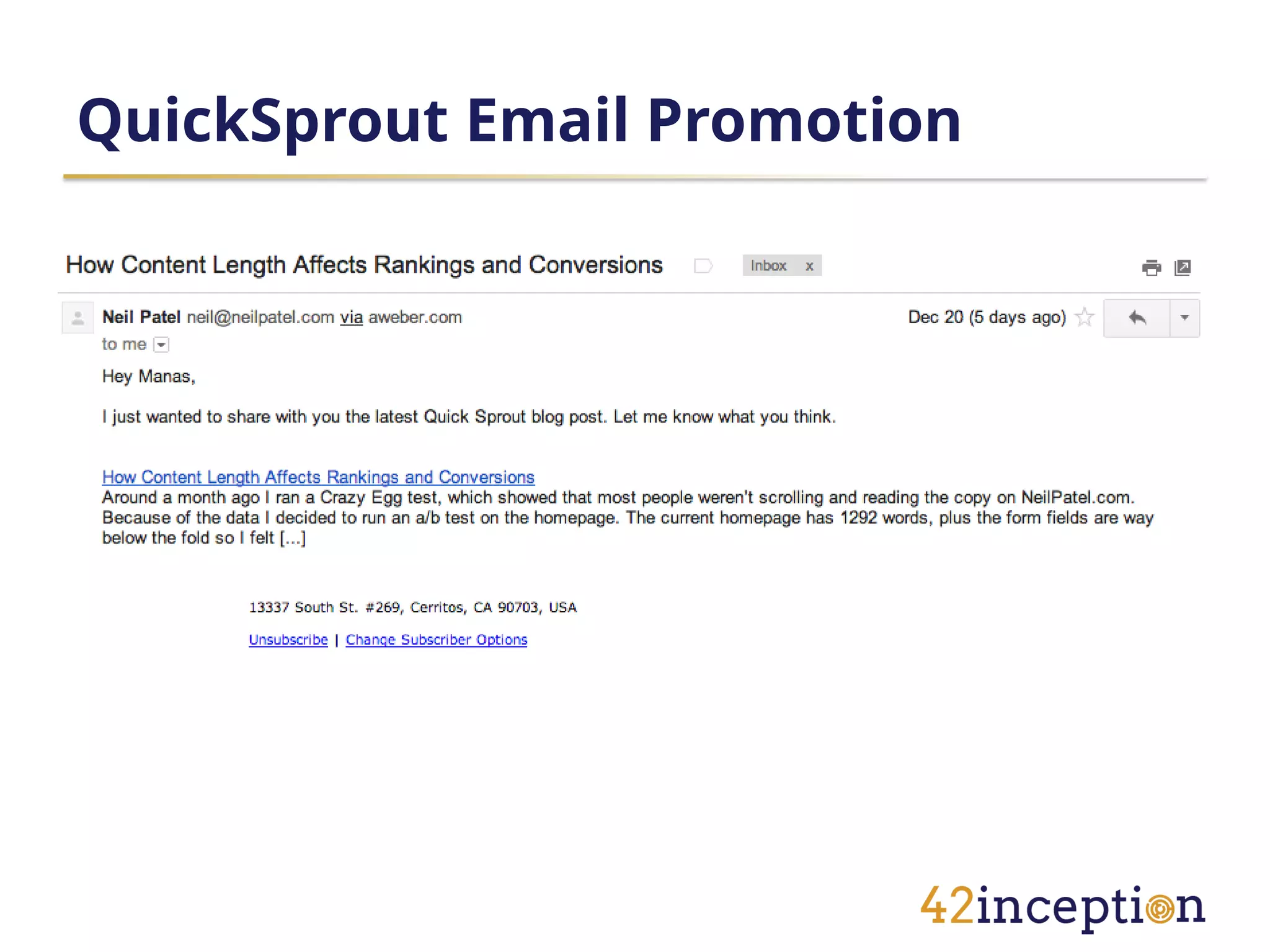 QuickSprout Email Promotion
 