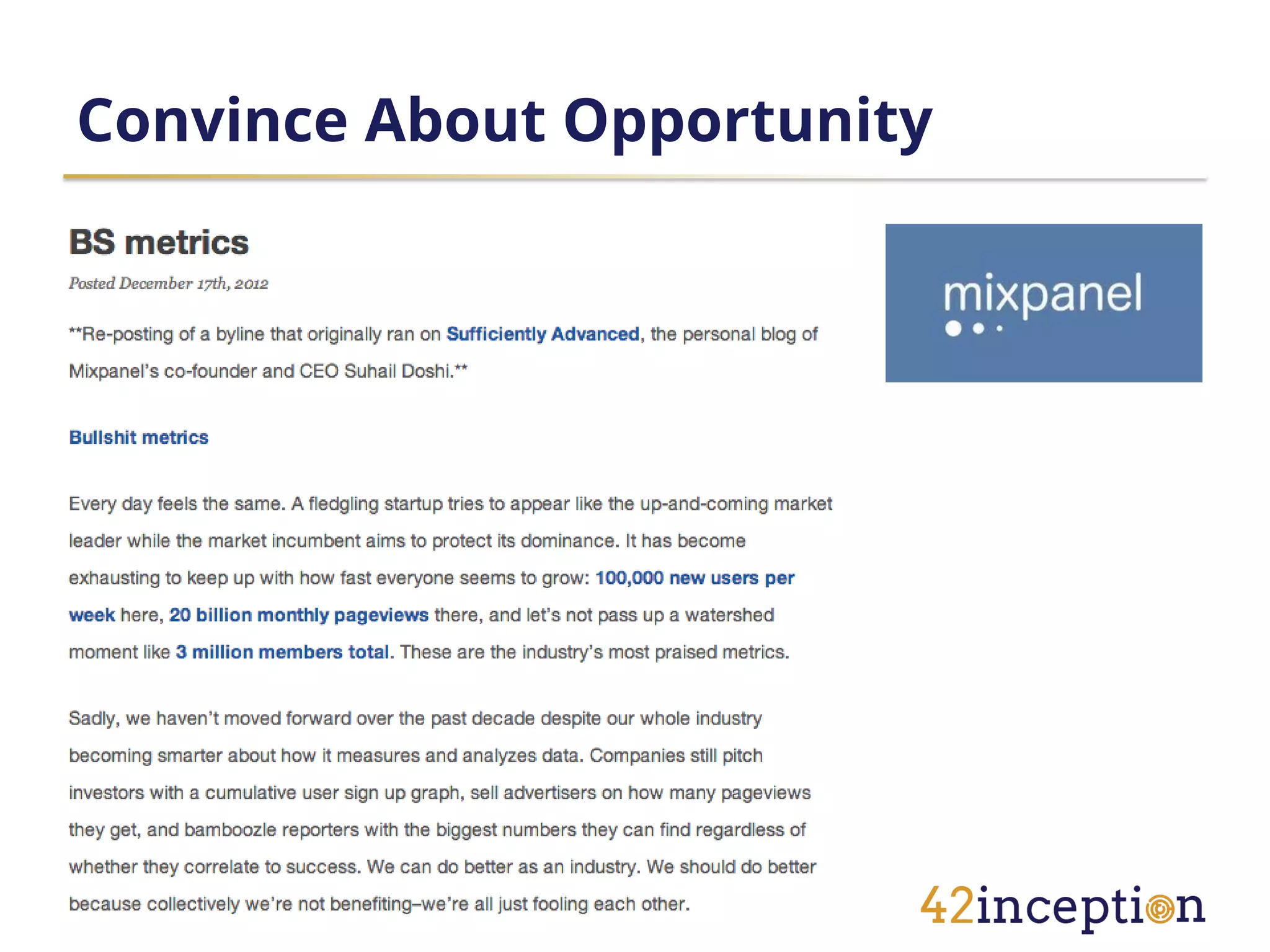 Convince About Opportunity
 