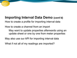 Catalyst 2016: Channels, Interval Data Setup, Import, Counters, Routes ...