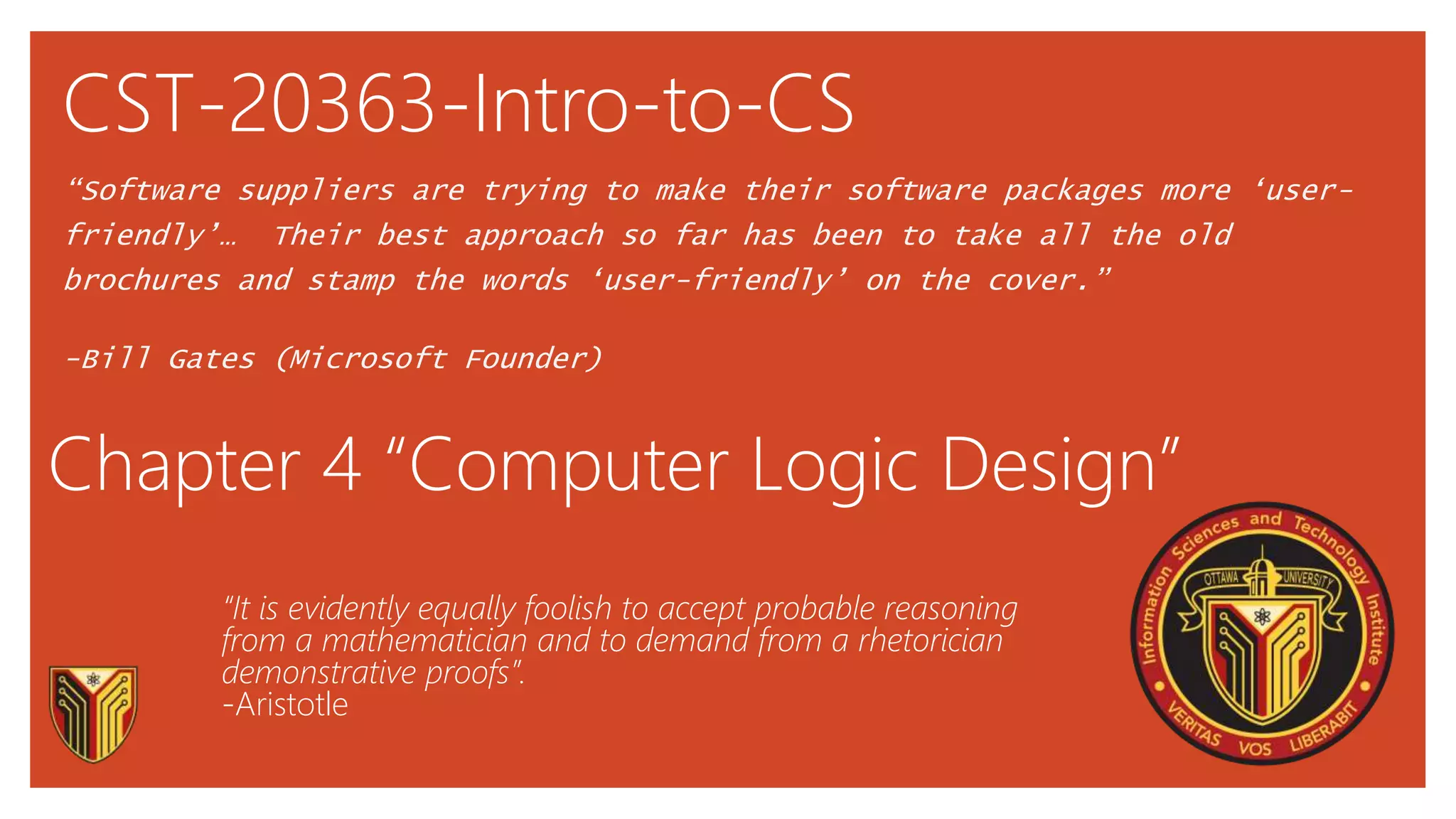 CST 20363 Session 4 Computer Logic Design | PPT