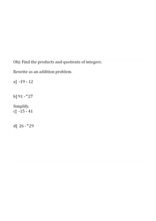 Session 4: Multiply and Divide Integers
