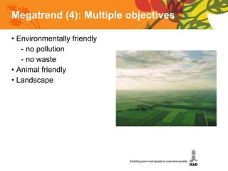 Megatrend (4):  Multiple objectives Environmentally friendly  no pollution no waste  Animal friendly Landscape  