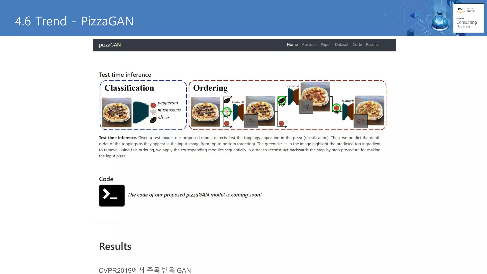 CVPR2019에서 주목 받음 GAN
4.6 Trend - PizzaGAN
 
