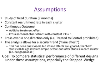 The stepped wedge cluster randomised trial workshop: session 4 | PPTX