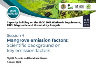 Objectives
• Scientific background for some key emission/removal
factors for coastal wetlands (mangrove)
• To overview ava...