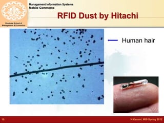 Management Information Systems 
Mobile Commerce 
Graduate School of 
Management & Economics 
RFID Dust by Hitachi 
Human hair 
18 N.Karami, MIS-Spring 2012 
 