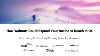 How Walmart Could Expand Your Business Reach in Q4
Conquering Q4: A Holiday Planning Series for Marketers
 