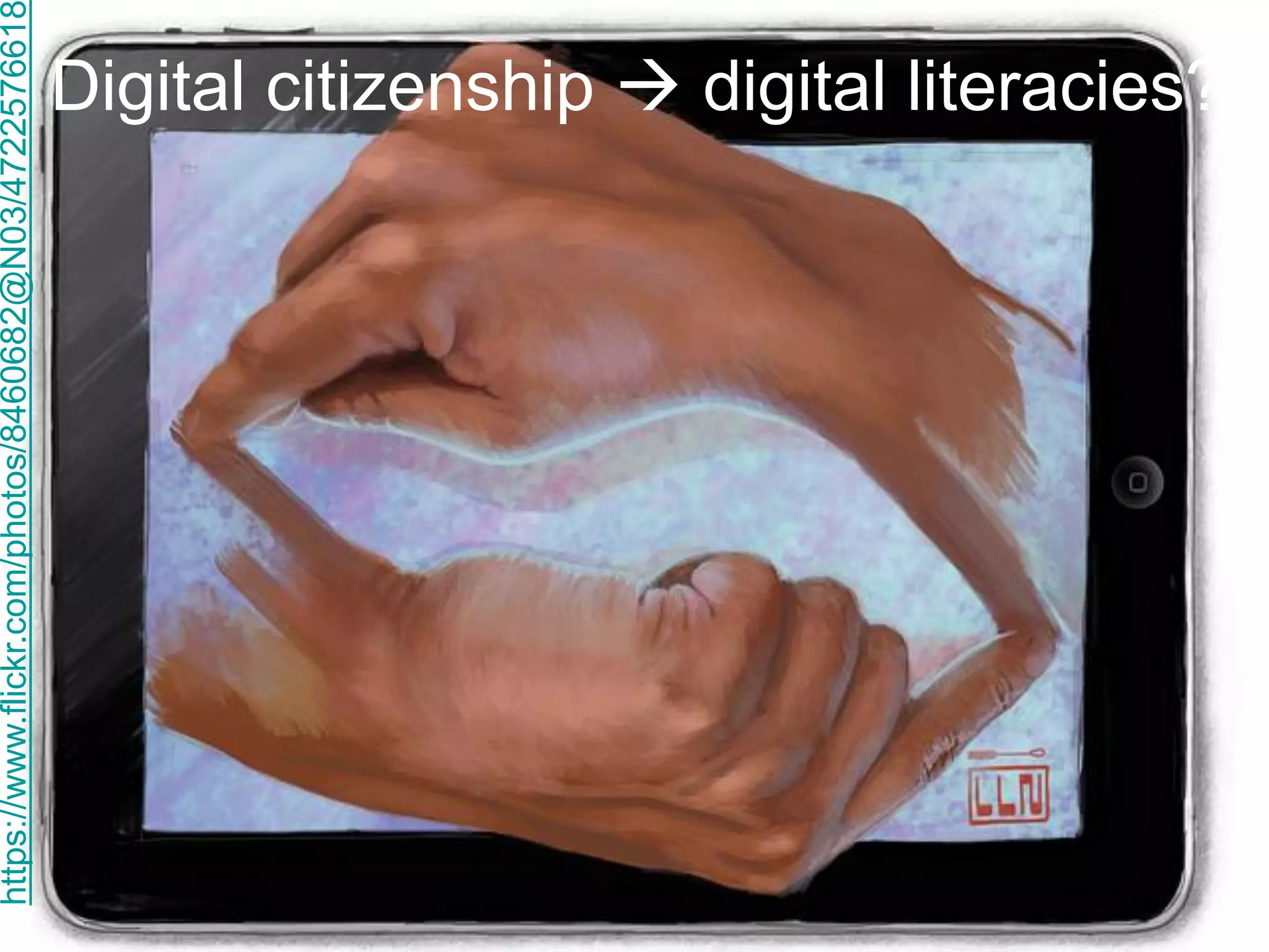 Digital citizenship  digital literacies? 
https://www.flickr.com/photos/8460682@N03/4722576618  