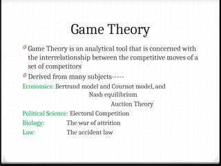 Game Theory Political Science Examples Session 5.pptx and strategic game theory | PPTX