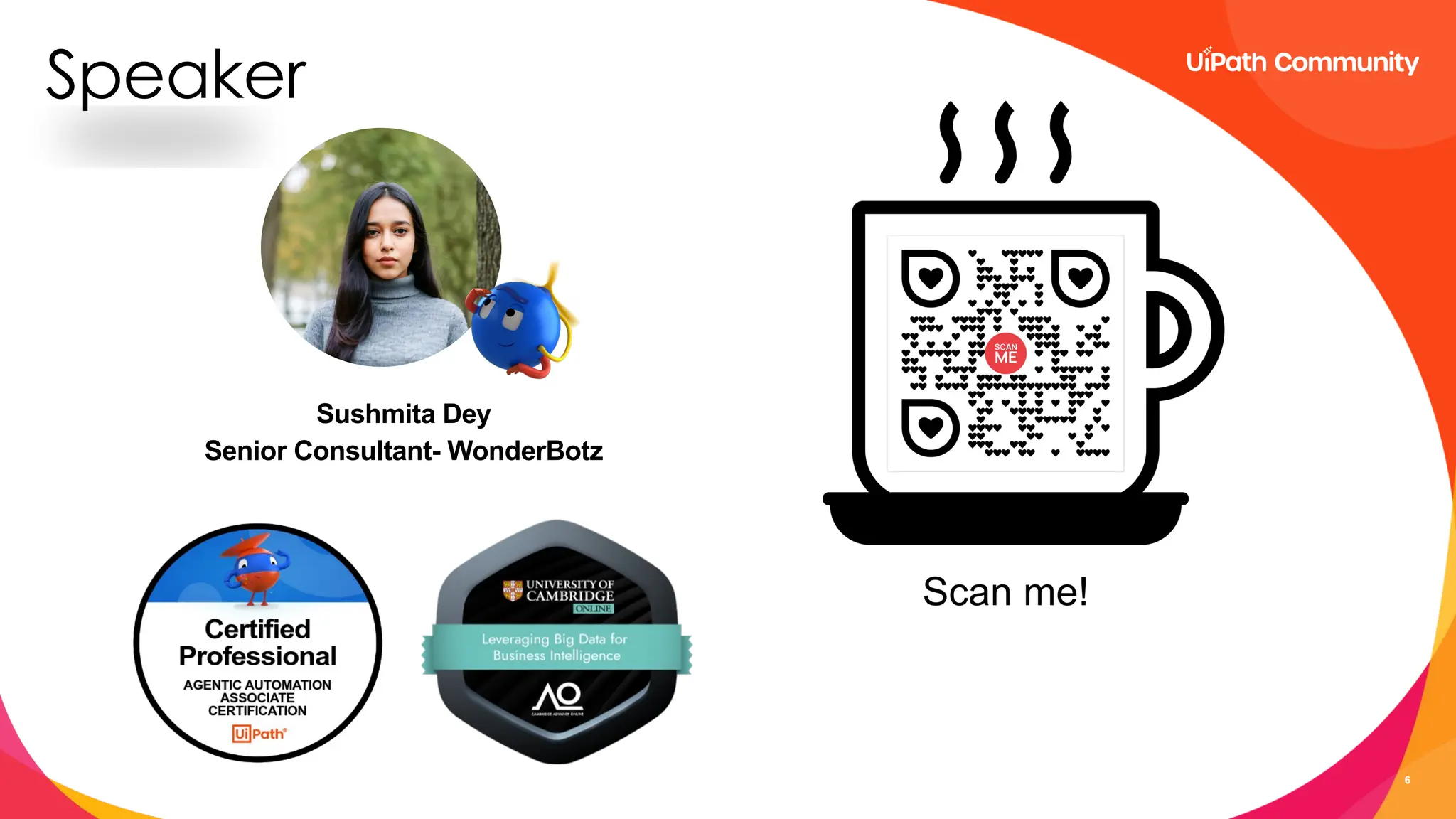 6
Speaker
Sushmita Dey
Senior Consultant- WonderBotz
 