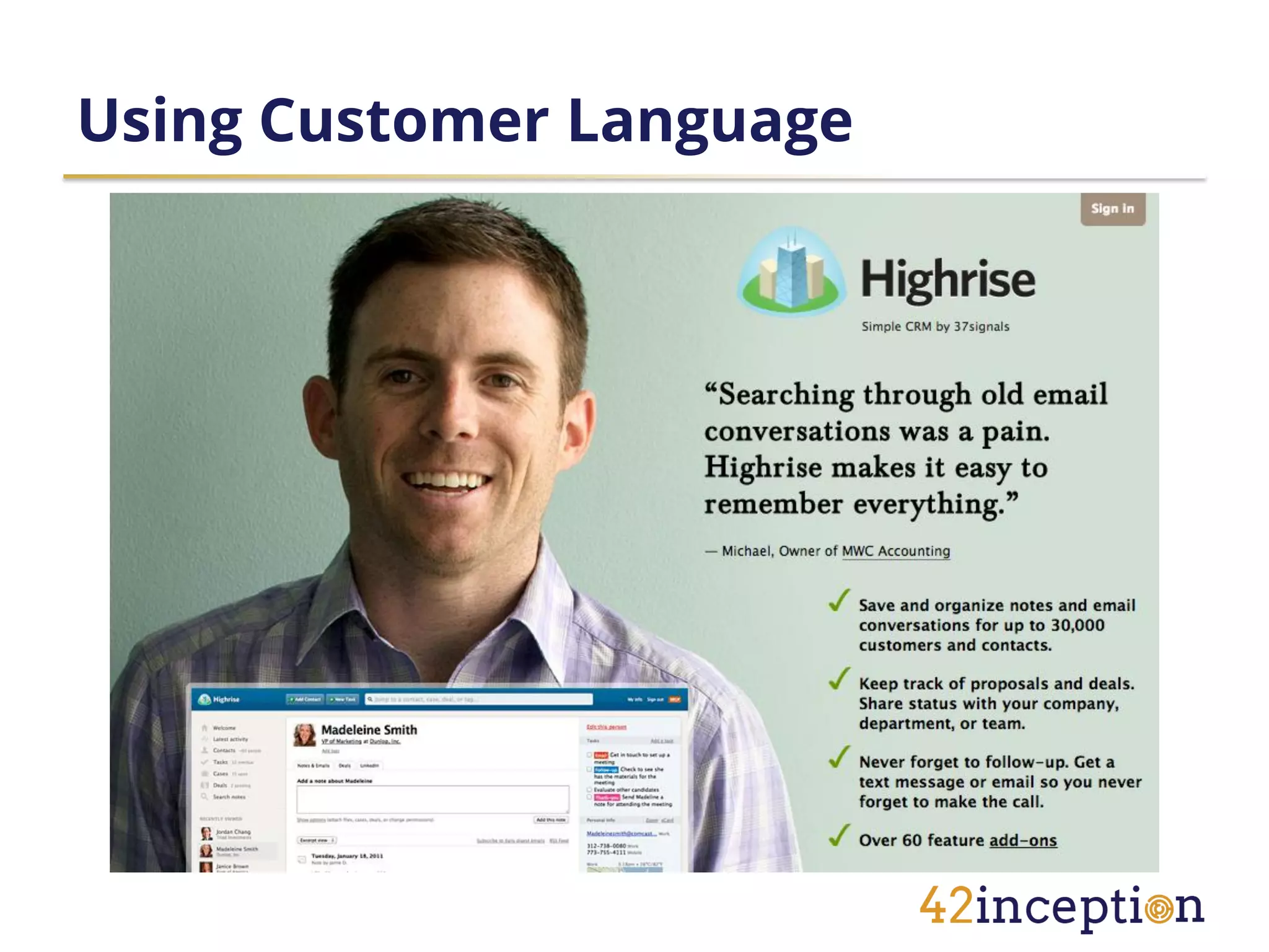 Using Customer Language
 