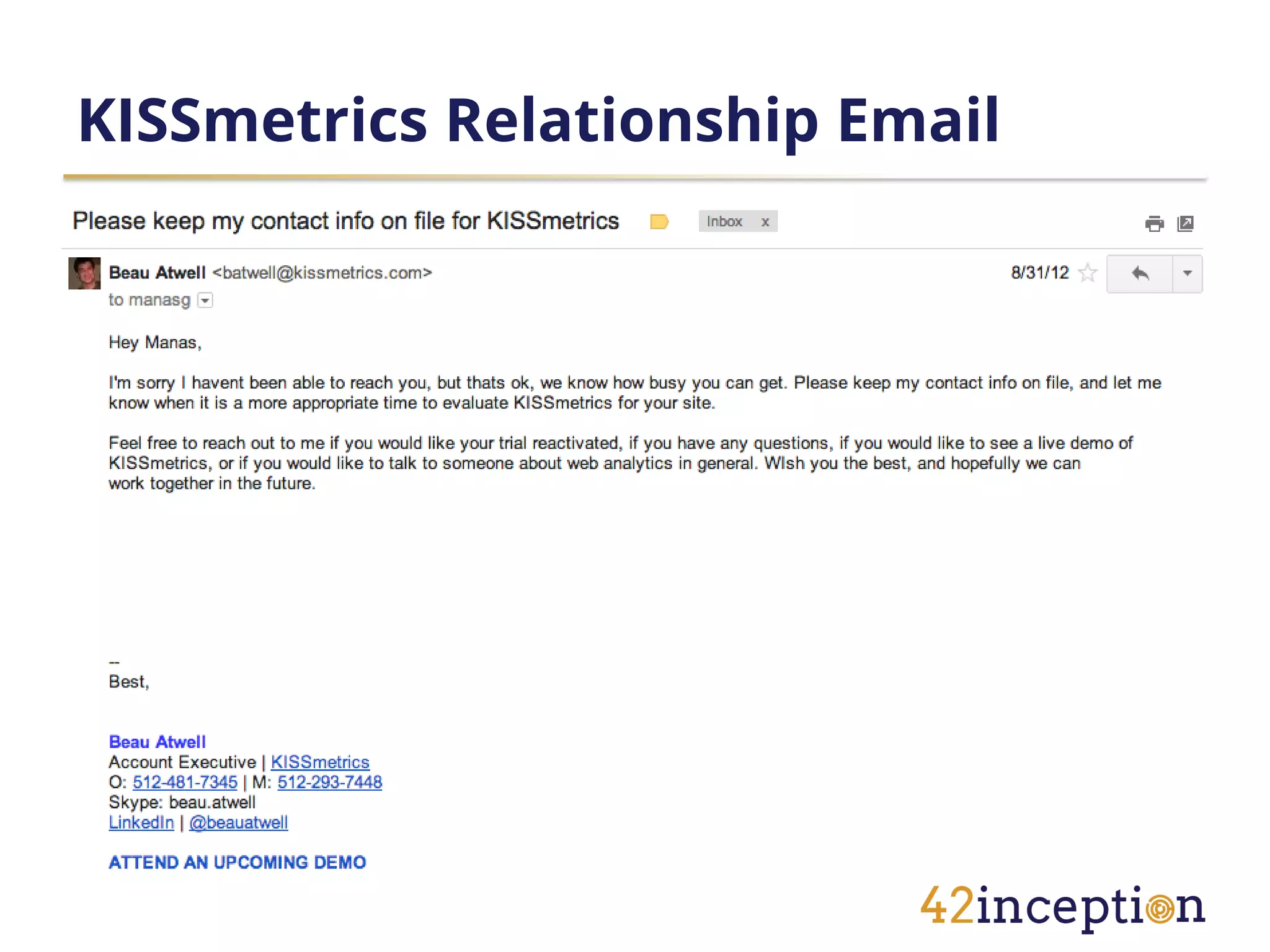 KISSmetrics Relationship Email
 