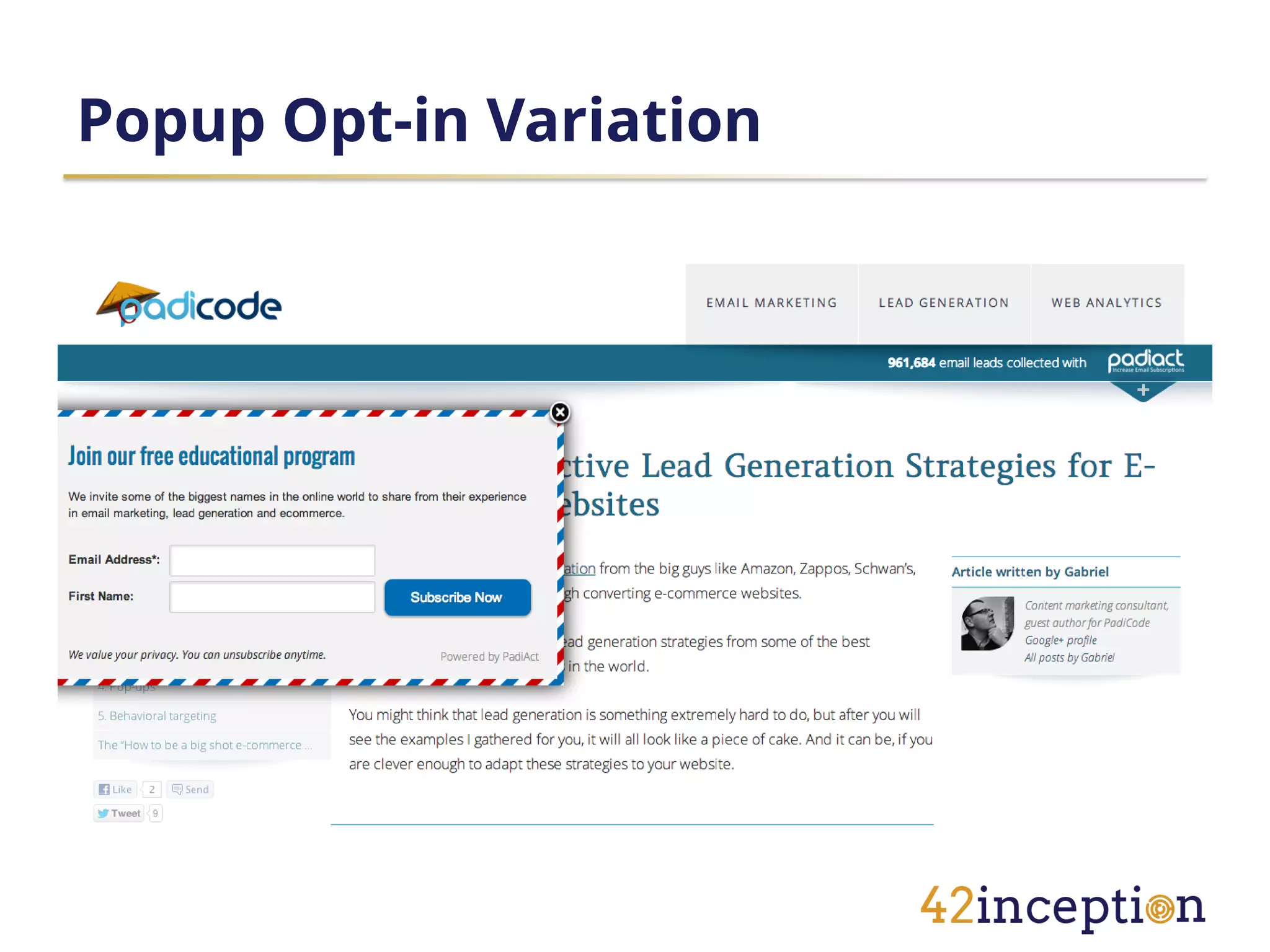 Popup Opt-in Variation
 