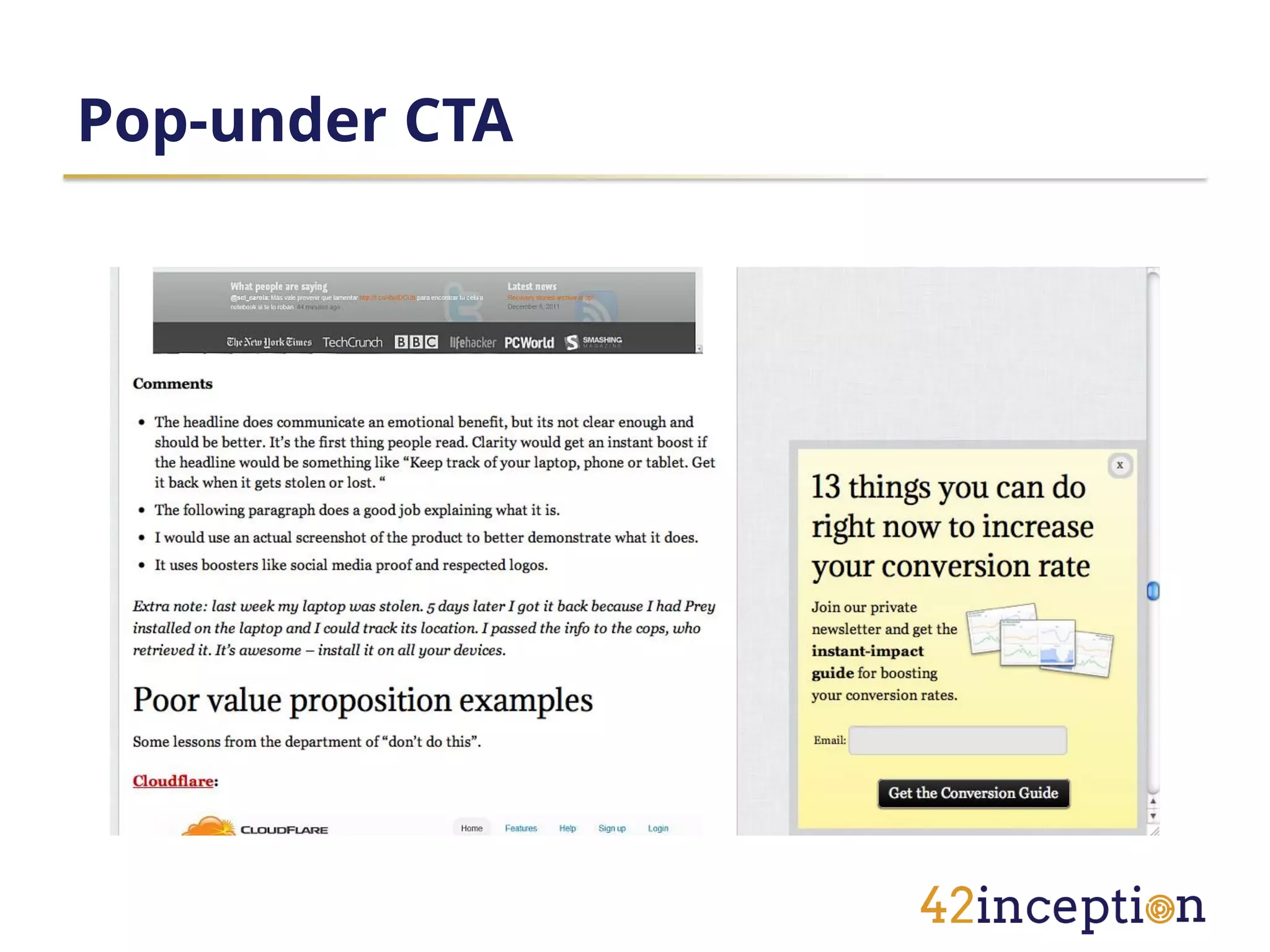 Pop-under CTA
 