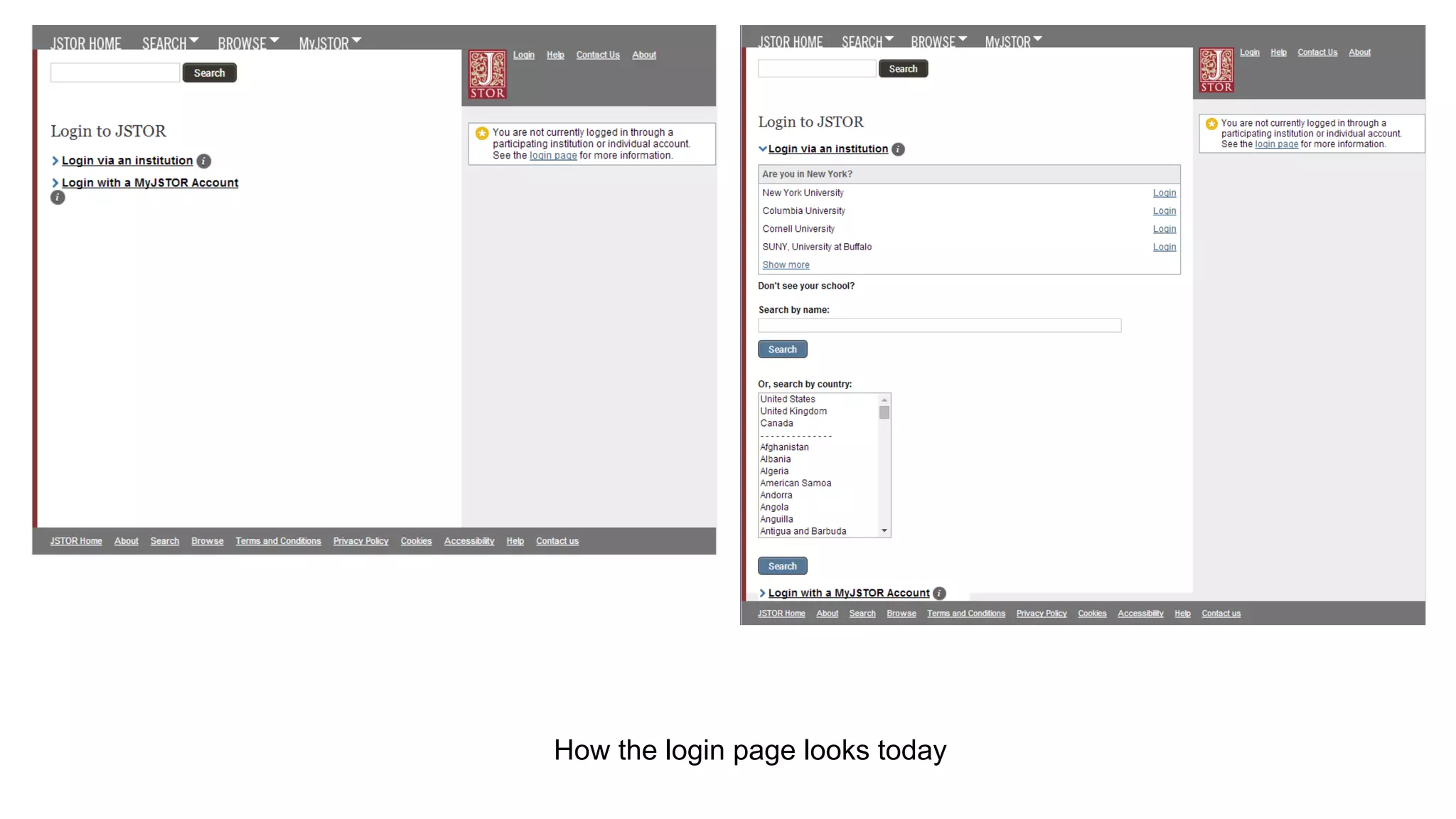 How the login page looks today
 