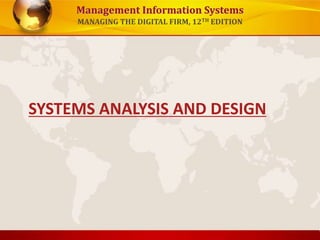 Management Information Systems
MANAGING THE DIGITAL FIRM, 12TH EDITION
SYSTEMS ANALYSIS AND DESIGN
 