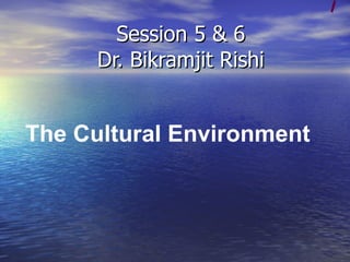 Session 5 & 6 Dr. Bikramjit Rishi The Cultural Environment 