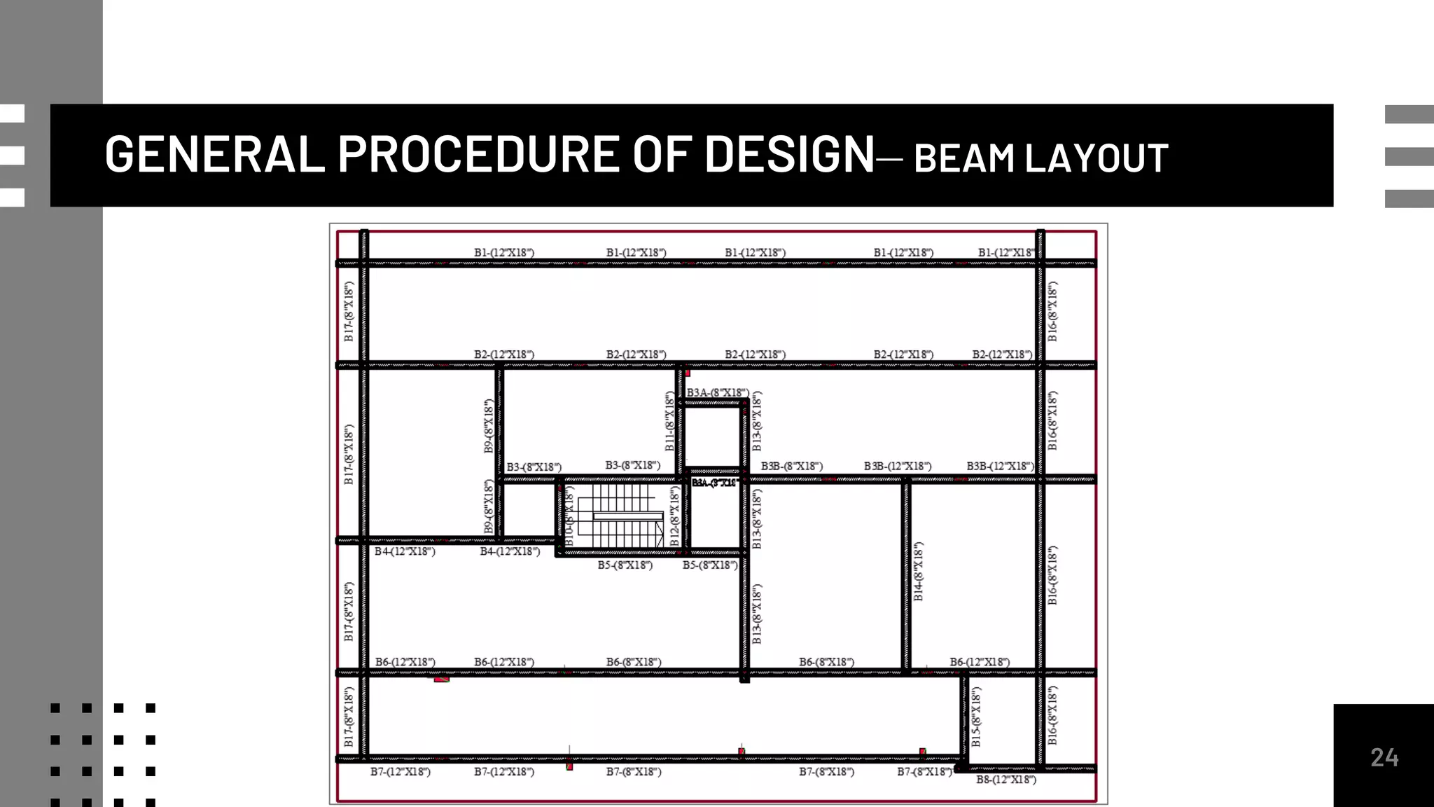 GENERAL PROCEDURE OF DESIGN– BEAM LAYOUT
24
 