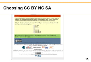 Choosing CC BY NC SA 
10 
 