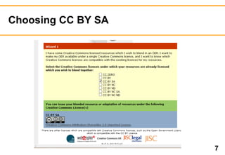 Choosing CC BY SA 
7 
 