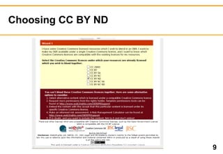 Choosing CC BY ND 
9 
 