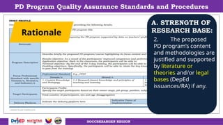 Sample Rationale On Pd Program Session 5 PD Quality Assurance.NEAP Guidelines and STatndardspptx | PPTX