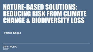 NATURE-BASED SOLUTIONS:
REDUCING RISK FROM CLIMATE
CHANGE & BIODIVERSITY LOSS
Valerie Kapos
 