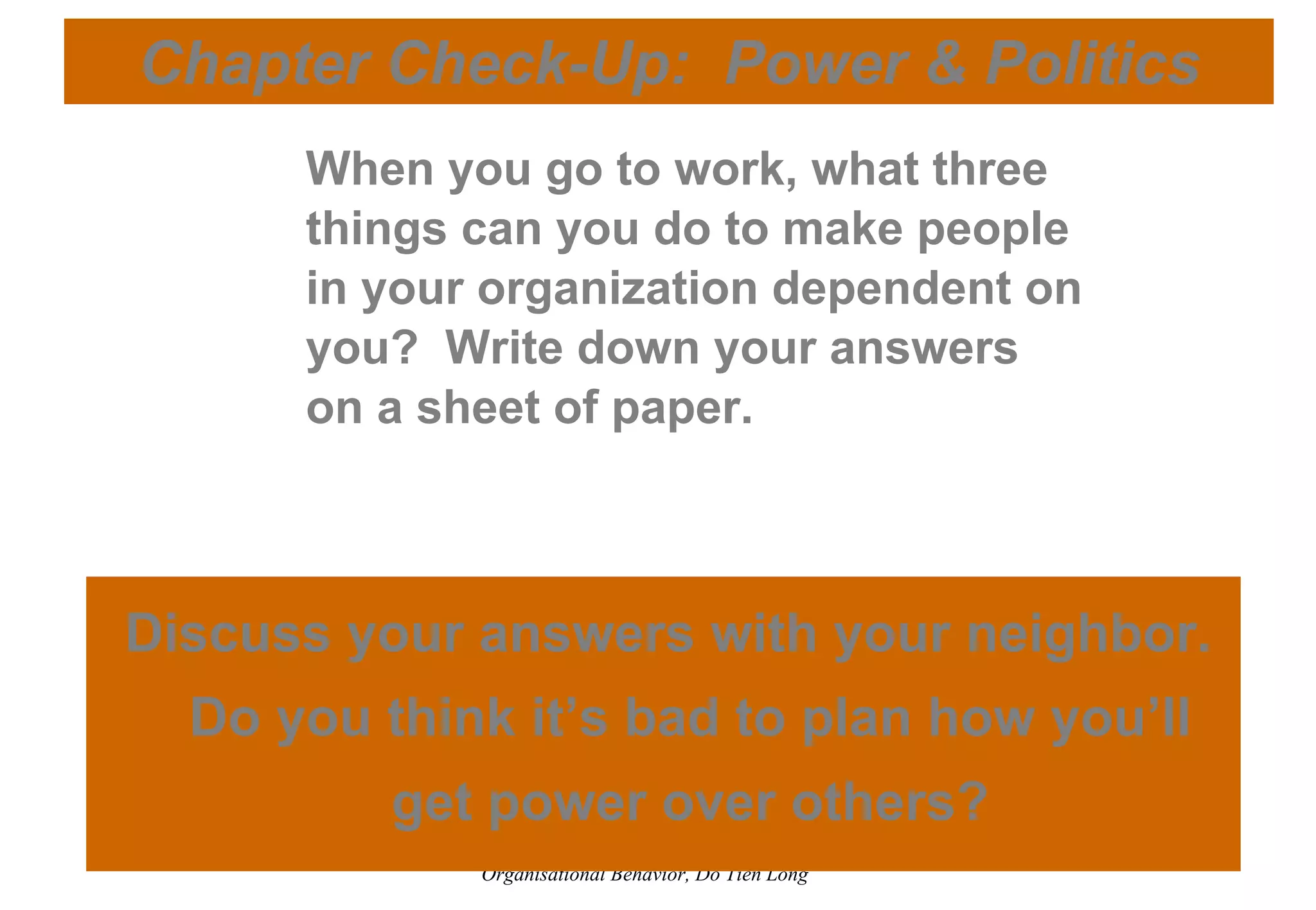 Organizational Behavior - Session 6