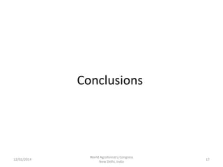 Conclusions

12/02/2014

World Agroforestry Congress
New Delhi, India

17

 