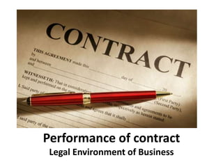 Performance of contract 
Legal Environment of Business 
 