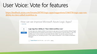 https://feedback.azure.com/forums/287593-logic-apps/suggestions/13465758-logic-app-run-
ability-to-view-called-workflow-ru
 