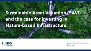 Sustainable Asset Valuation (SAVi)
and the case for investing in
Nature-based Infrastructure
Liesbeth Casier & Emma Cutler
March 2023
 