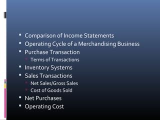 Merchanding Income Statement Session 6 merchandising1 | PPT