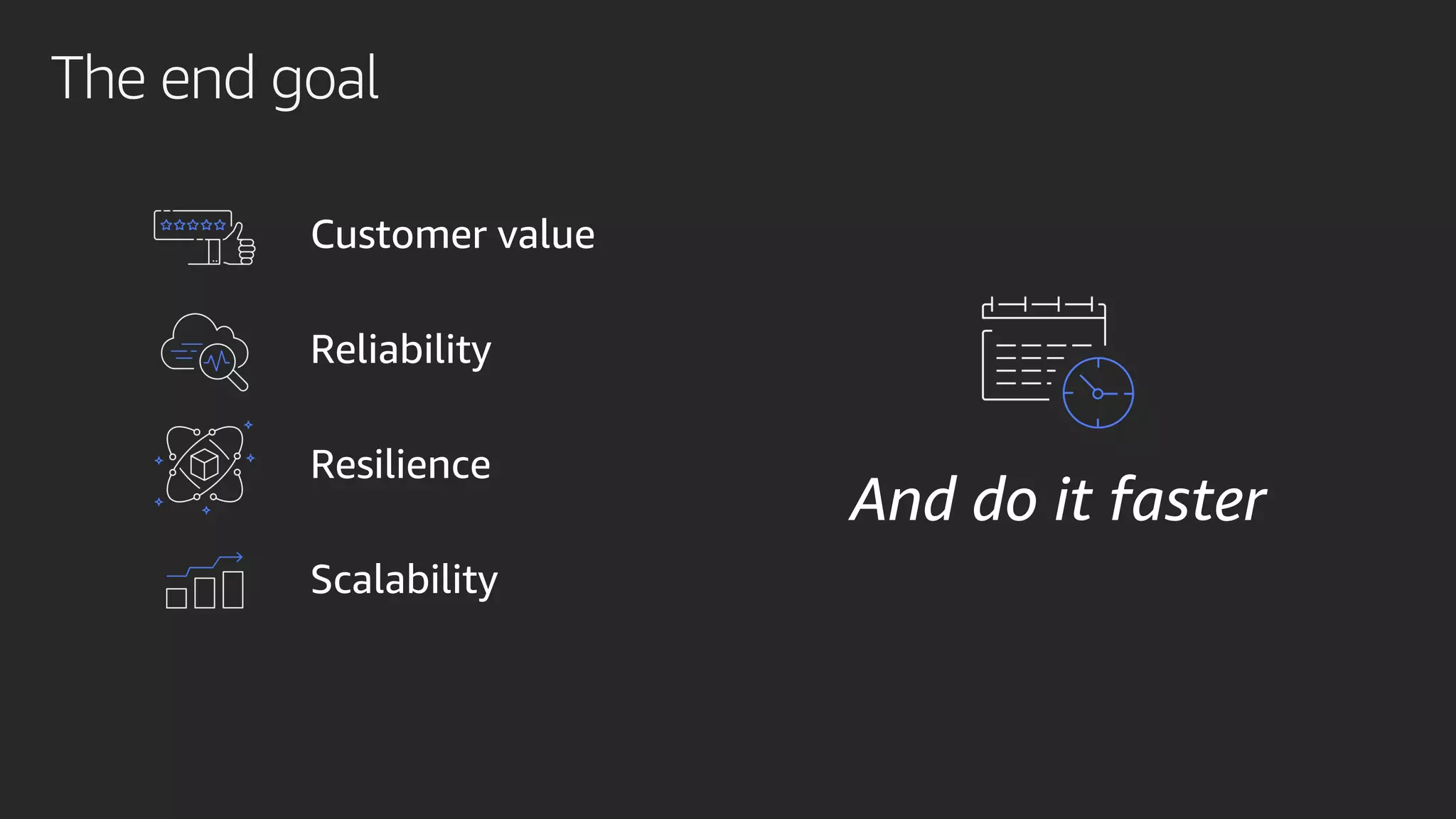 The end goal
And do it faster
 