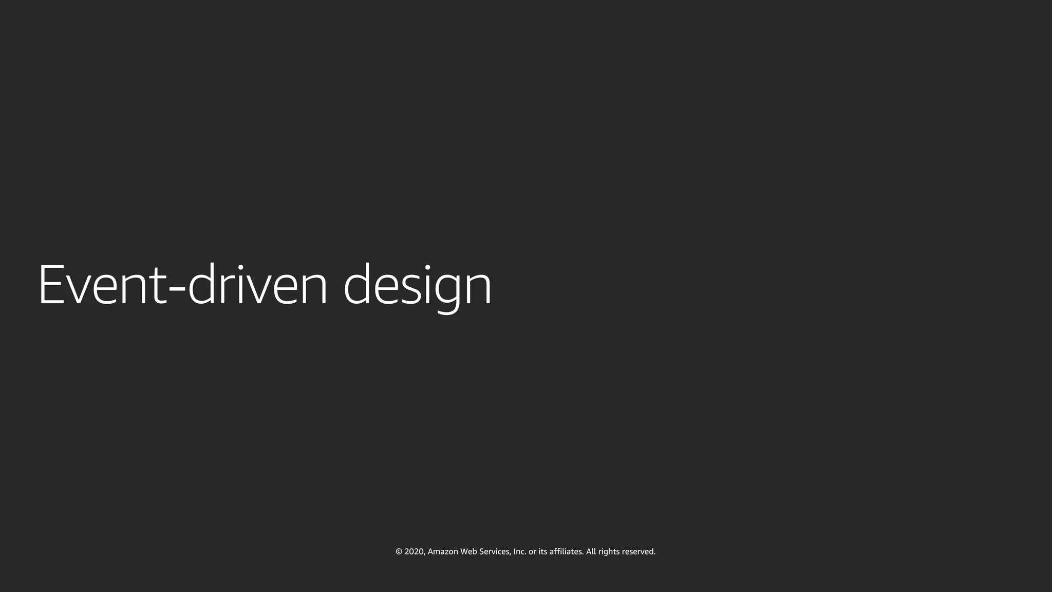 © 2020, Amazon Web Services, Inc. or its affiliates. All rights reserved.
 