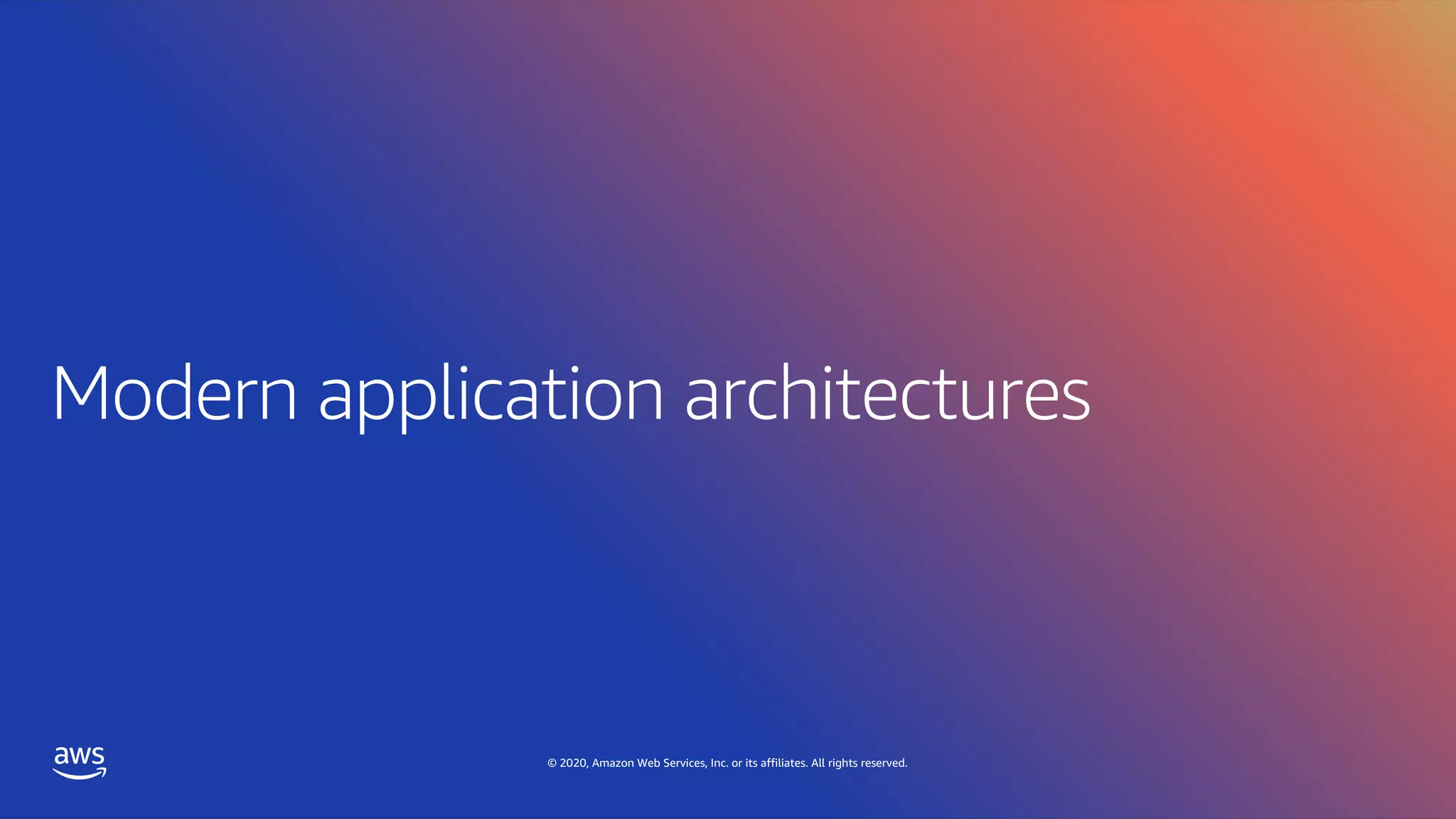 © 2020, Amazon Web Services, Inc. or its affiliates. All rights reserved.
 