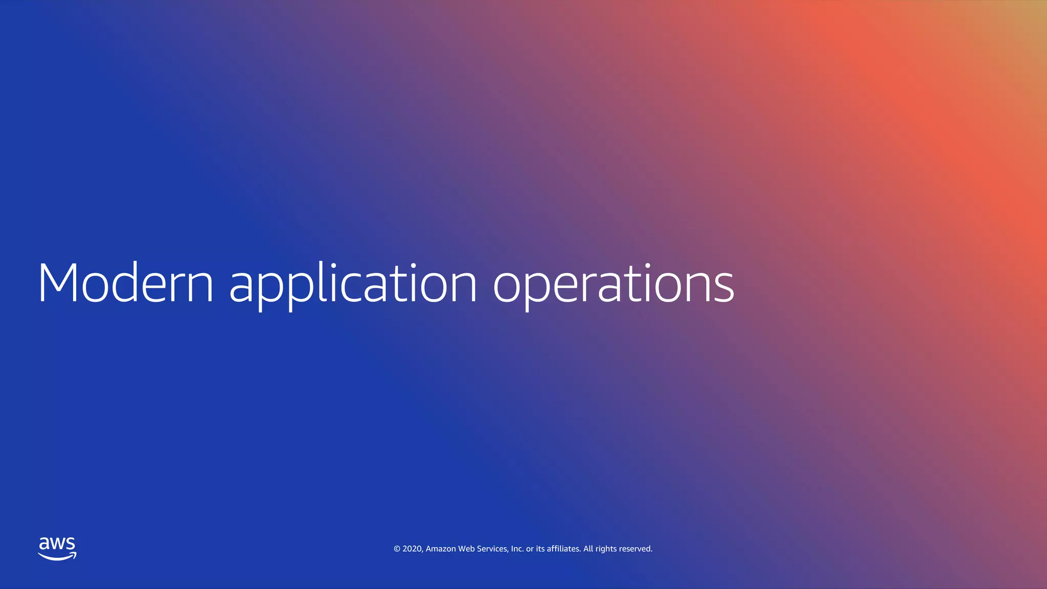 © 2020, Amazon Web Services, Inc. or its affiliates. All rights reserved.
 