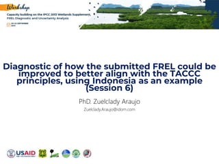 Diagnostic of how the submitted FREL could be
improved to better align with the TACCC
principles, using Indonesia as an example
(Session 6)
PhD. Zuelclady Araujo
Zuelclady.Araujo@idom.com
 