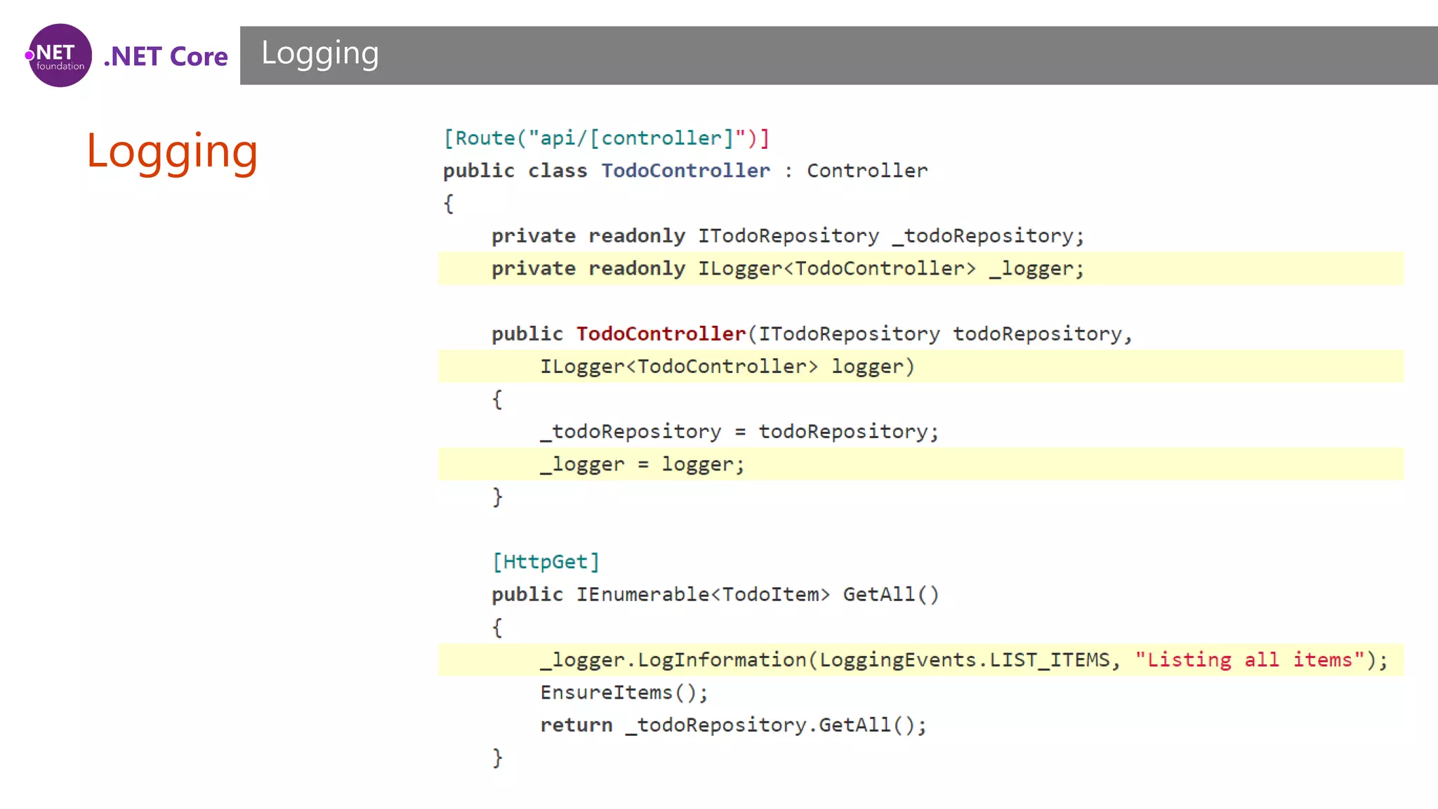 .NET Core Logging Logging 