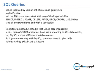 sql - syntax - notes - sql - syntax sql is followed by... Workflow and Database Management | PPSX