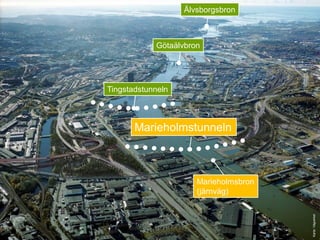 Älvsborgsbron



            Götaälvbron




Tingstadstunneln



       Marieholmstunneln



                      Marieholmsbron
                      (järnväg)




                                       Karta: Vägverket
 